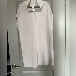 Cream Ribbed Knit Sleeveless Dress